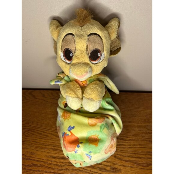 Disney Parks Babies Simba Lion King Baby Plush with Blanket Pouch Blankie 10" - Picture 1 of 2